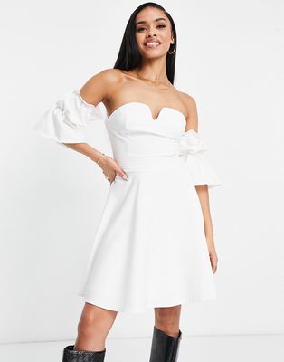Trendyol bandeau sleeve mini dress in white