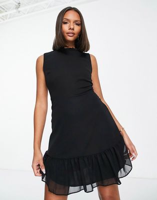 Trendyol mini shift dress with peplum hem in black