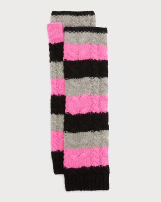 Tri-Color Cable Knit Cashmere Gloves