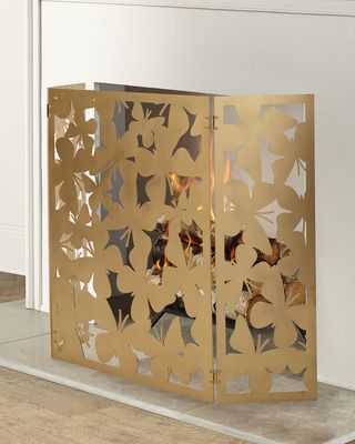 Tri-Fold Butterfly Fireplace Screen