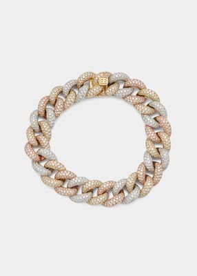 Tri-Tone 14k Gold Diamond Link Bracelet