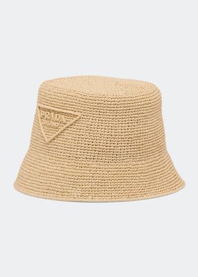 Triangle Logo Straw Bucket Hat