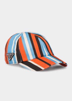 Triangle Logo Striped Baseball Hat
