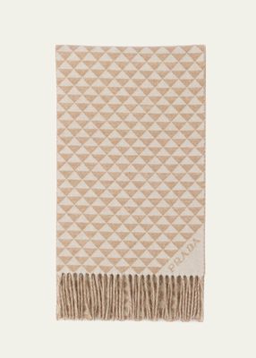 Triangle-Print Cashmere & Wool Scarf