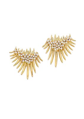 Tribal 18K Yellow Gold & Diamond Fan Spike Earrings