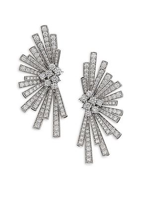 Tribal Diamond & 18K White Gold Stud Earrings