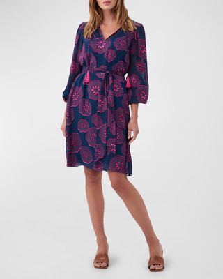 Tribeca Floral Jacquard Tassel Midi Dress