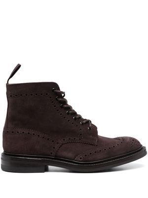 Tricker's lace-up suede ankle boots - Brown