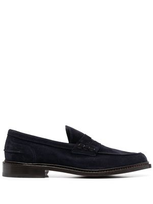 Tricker's penny-slot calf-suede loafers - Blue