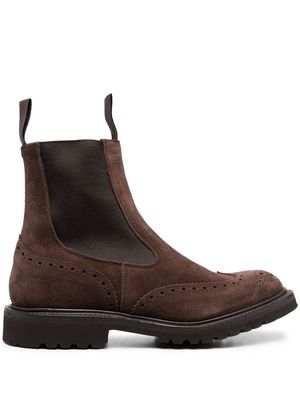 Tricker's perforated suede ankle boots - Brown