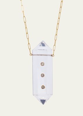 Tricolor 14K Gold 3 Point Rock Crystal Necklace
