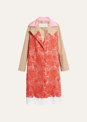 Tricolor Floral Lace Embroidered Coat