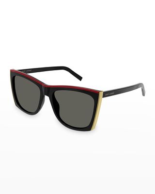 Tricolor Square Acetate Sunglasses
