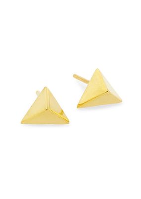 Trilogy 14K-Gold-Plated Pyramid Stud Earrings