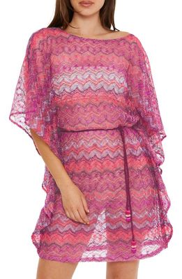Trina Turk Athena Open Stitch Cover-Up Tunic Dress in Pink