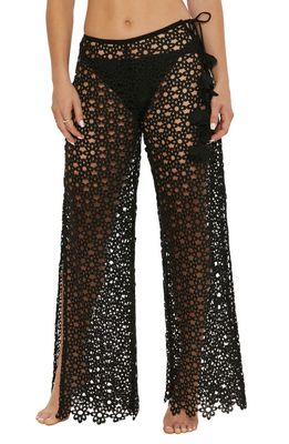Trina Turk Chateau Floral Mesh Cover-Up Pants in Black