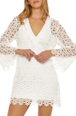 Trina Turk Chateau Long Sleeve Lace Cover-Up Dress in Vanilla