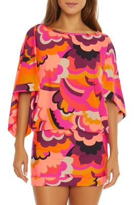 Trina Turk Fan Faire Cover-Up Tunic Dress in Pink