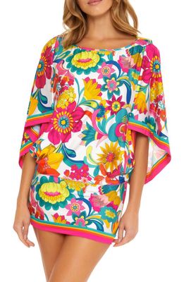 Trina Turk Fontaine Cover-Up Tunic Dress in Pink Multi