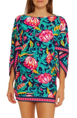 Trina Turk India Garden Knit Cover-Up Tunic in Navy