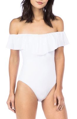 Trina Turk Off the Shoulder One-Piece Swimsuit in White
