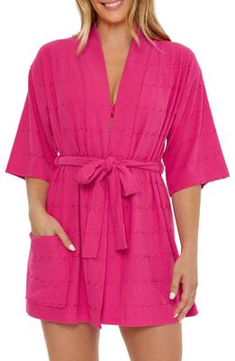 Trina Turk Skyfall Jacquard Terry Cover-Up Robe in Bouganville