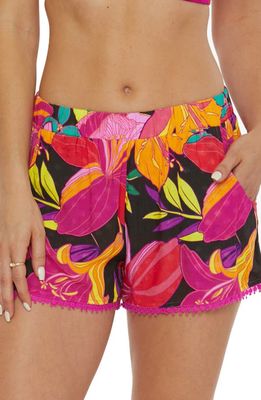 Trina Turk Solar Floral Cover-Up Shorts in Pink
