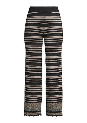 Trinity Wool-Blend Metallic Striped Pants