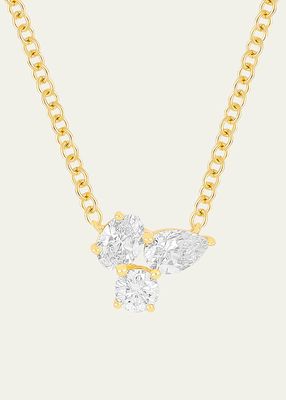 Triple Diamond Cluster Necklace