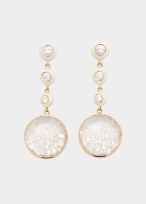 Triple Drop Kaleidoscope Shaker Earrings with Diamonds and White Enamel