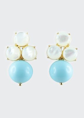 Tris Boule Mother-of-Pearl and Turquoise Resin Earrings