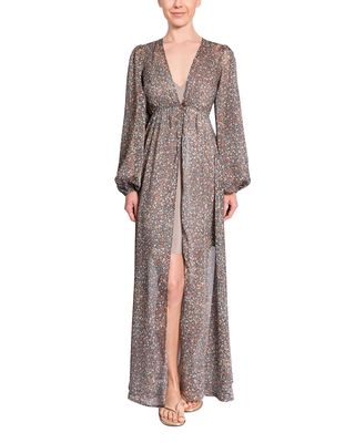 Trish Blouson-Sleeve Long Coverup Kimono