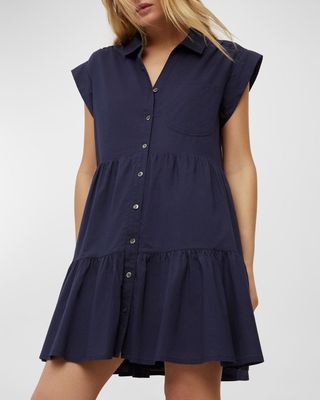 Trisha Tiered Button-Front Mini Shirtdress