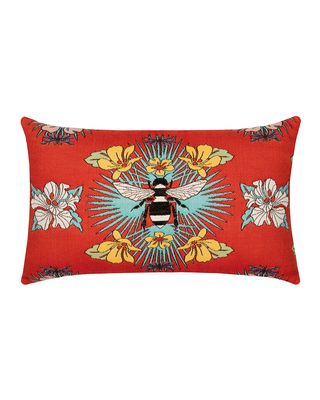 Tropical Bee Lumbar Sunbrella Pillow