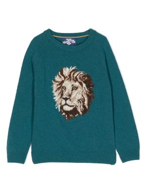 Trotters Augustus Lion intarsia-knit jumper - Green