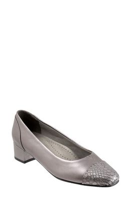 Trotters Daisy Cap Toe Pump in Pewter Snake