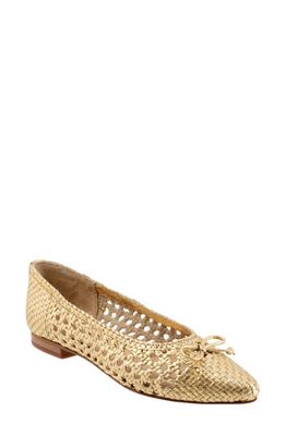 Trotters Edith Woven Pointed Toe Flat in Gold Metallic