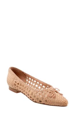 Trotters Edith Woven Pointed Toe Flat in Sand