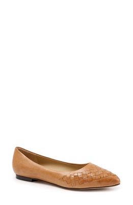 Trotters Estee Woven Flat in Tan Leather