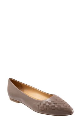Trotters Estee Woven Flat in Taupe