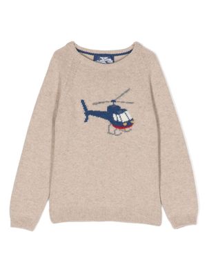 Trotters Hugh Helicopter intarsia-knit jumper - Neutrals