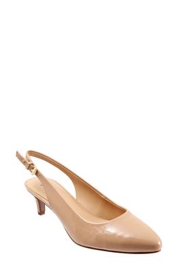 Trotters Keely Kitten Heel Slingback Pump in Nude Leather