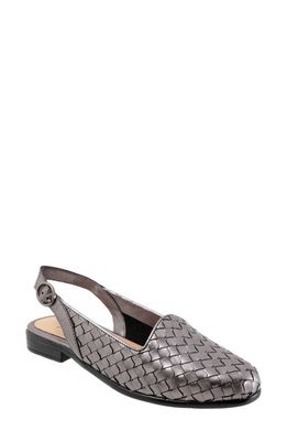 Trotters Lea Slingback Flat in Pewter