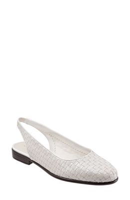 Trotters Lucy Slingback Flat - Wide Width Available in Off White Leather