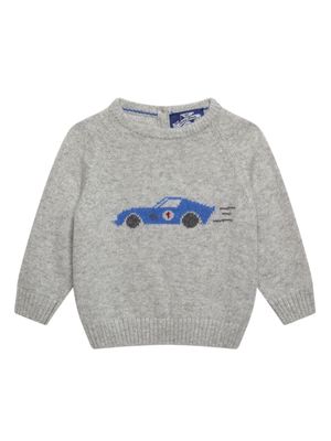 Trotters Sebastian Car intarsia-knit jumper - Grey