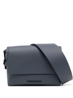 Troubadour Ki logo-lettering leather crossbody bag - STEEL BLUE