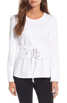 Trouvé Lace-Up Corset Sweatshirt in White