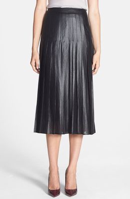 Trouvé Pleat Midi Skirt in Coated Black