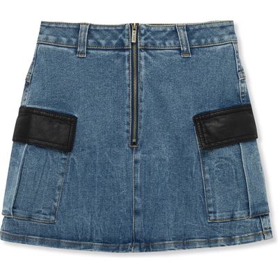 Truce Kids' Faux Leather Trim Denim Skirt 