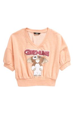 Truce Kids' Gremlins Crop Short Sleeve Graphic Sweatshirt in Pink